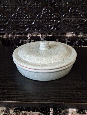 Blue Glazed Terracota Ceramic Covered Casserole Dish, Quiche Pan, Deep Pie Plate